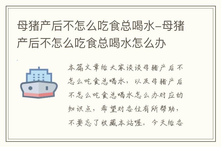 母猪产后不怎么吃食总喝水-母猪产后不怎么吃食总喝水怎么办