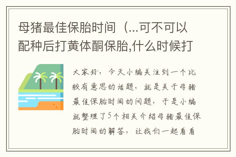 母猪最佳保胎时间（...可不可以配种后打黄体酮保胎,什么时候打最好?）