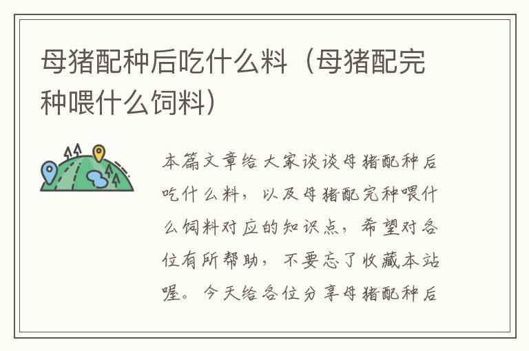 母猪配种后吃什么料（母猪配完种喂什么饲料）