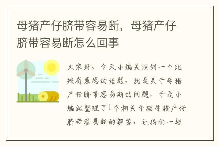 母猪产仔脐带容易断，母猪产仔脐带容易断怎么回事