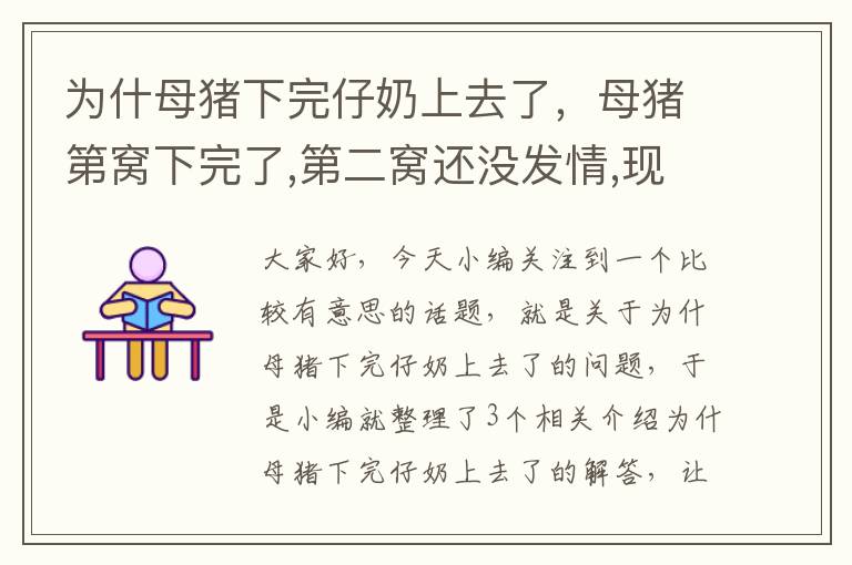 为什母猪下完仔奶上去了，母猪第窝下完了,第二窝还没发情,现在就有了奶水了,而且还是红色的...