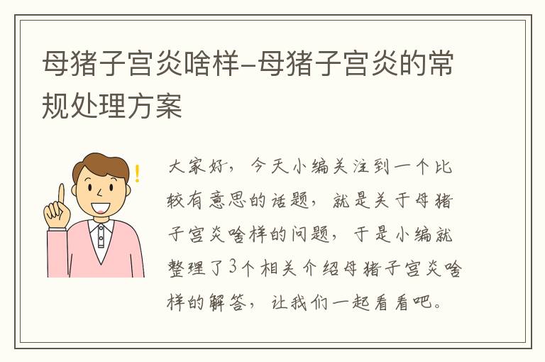 母猪子宫炎啥样-母猪子宫炎的常规处理方案