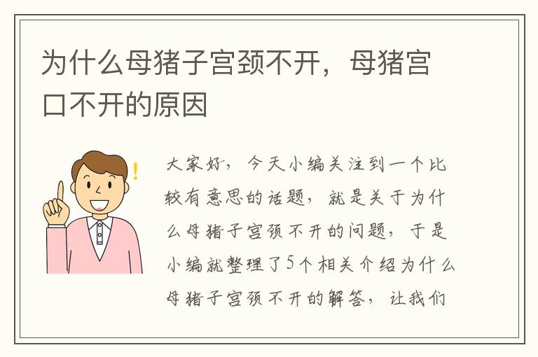 为什么母猪子宫颈不开，母猪宫口不开的原因