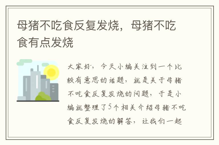 母猪不吃食反复发烧，母猪不吃食有点发烧