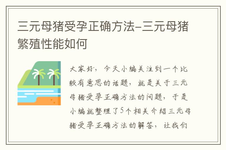 三元母猪受孕正确方法-三元母猪繁殖性能如何