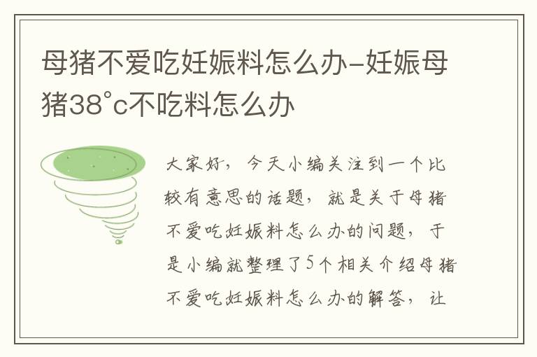 母猪不爱吃妊娠料怎么办-妊娠母猪38°c不吃料怎么办