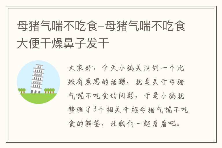 母猪气喘不吃食-母猪气喘不吃食大便干燥鼻子发干