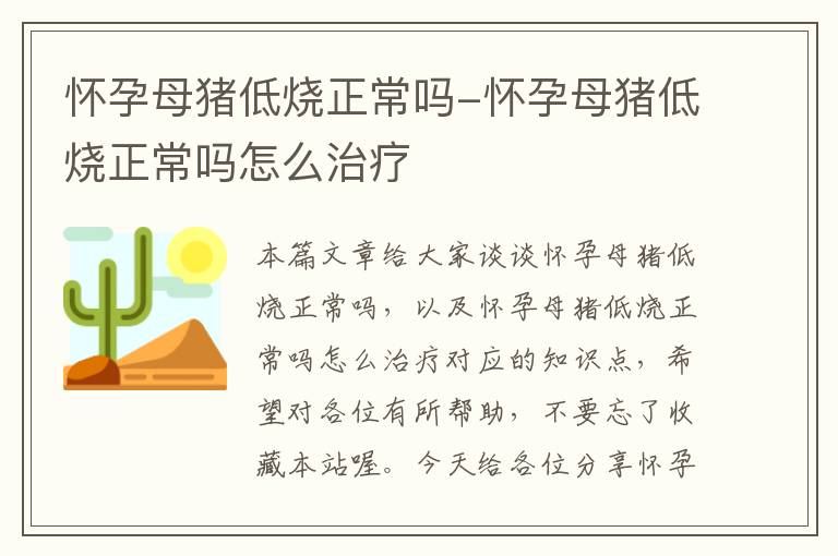 怀孕母猪低烧正常吗-怀孕母猪低烧正常吗怎么治疗