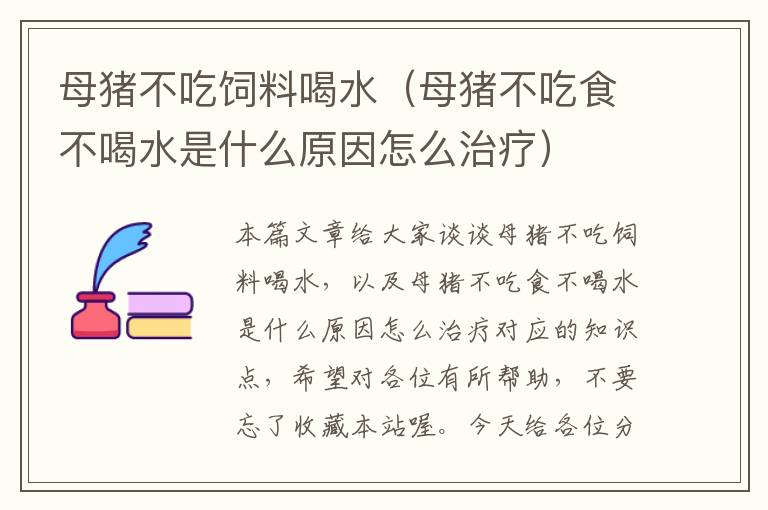 母猪不吃饲料喝水（母猪不吃食不喝水是什么原因怎么治疗）