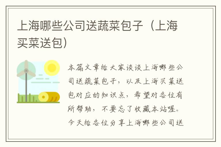 上海哪些公司送蔬菜包子（上海买菜送包）